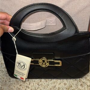 Valentino Orlandi Black Quilted Shoulder Bag